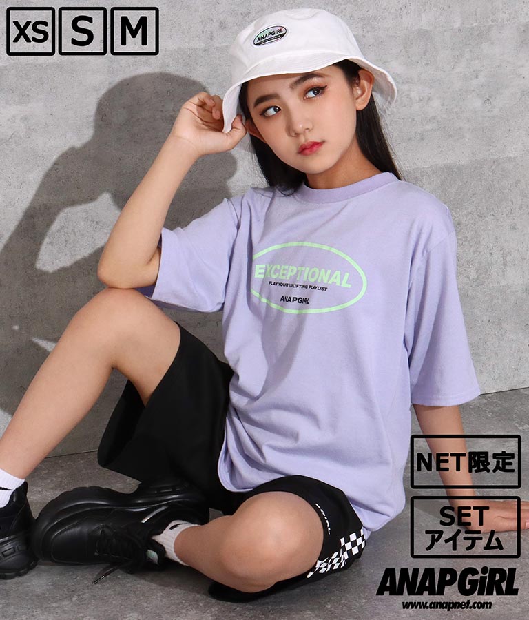 Tシャツ サイドフラッグチェックハーフパンツセットアップ トップス カットソー ショートパンツ Anap Girl レディース ファッション通販anapオンライン