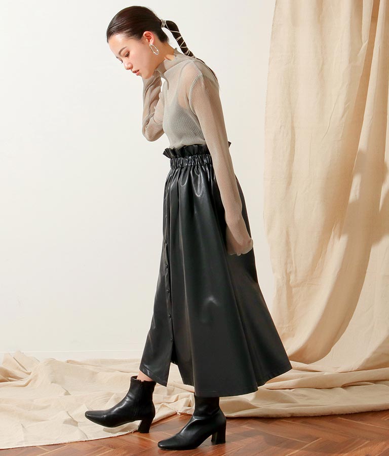 フェイクレザーフロントボタンスカート(ボトムス・パンツ /スカート) | Alluge