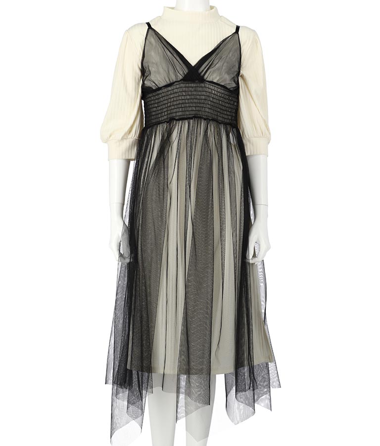 リブワンピース チュールキャミワンピース ワンピース ドレス ロングワンピ ミディアムワンピ Chille レディースファッション通販anapオンライン