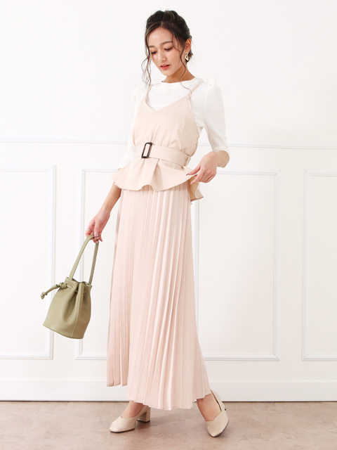 ベルト付き切替プリーツワンピースコーディネート コーディネート レディースファッション通販anapオンライン