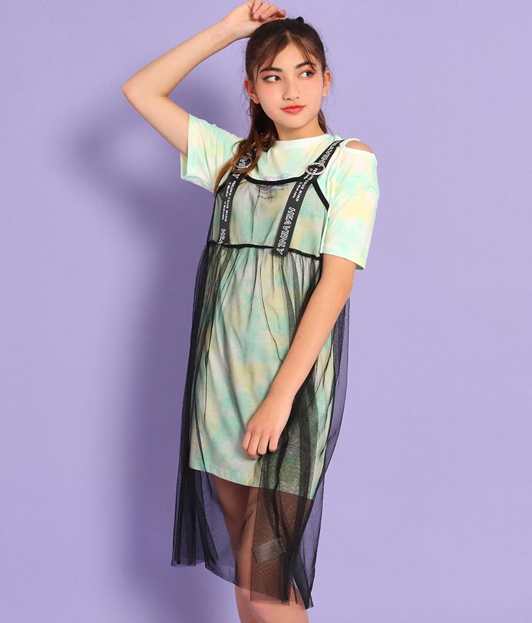 タイダイ柄チュールワンピースセットアップ ワンピース ドレス Tシャツ ミディアムワンピ Anap Girl レディースファッション通販anapオンライン