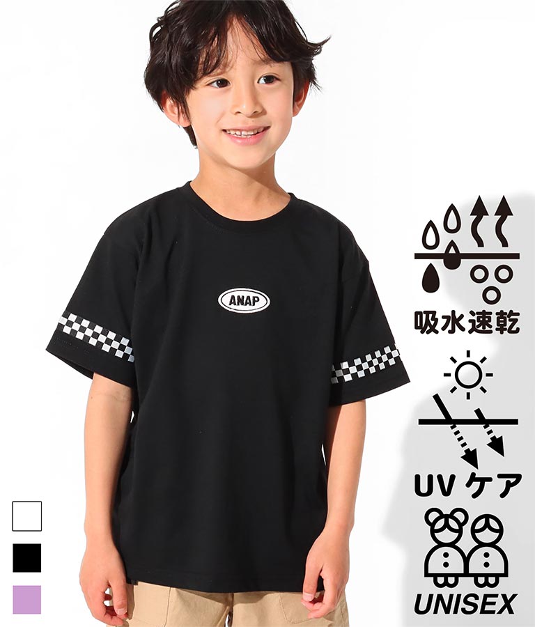 吸水速乾チェッカーテープ付ビッグTシャツ(トップス/Tシャツ) | ANAP KIDS