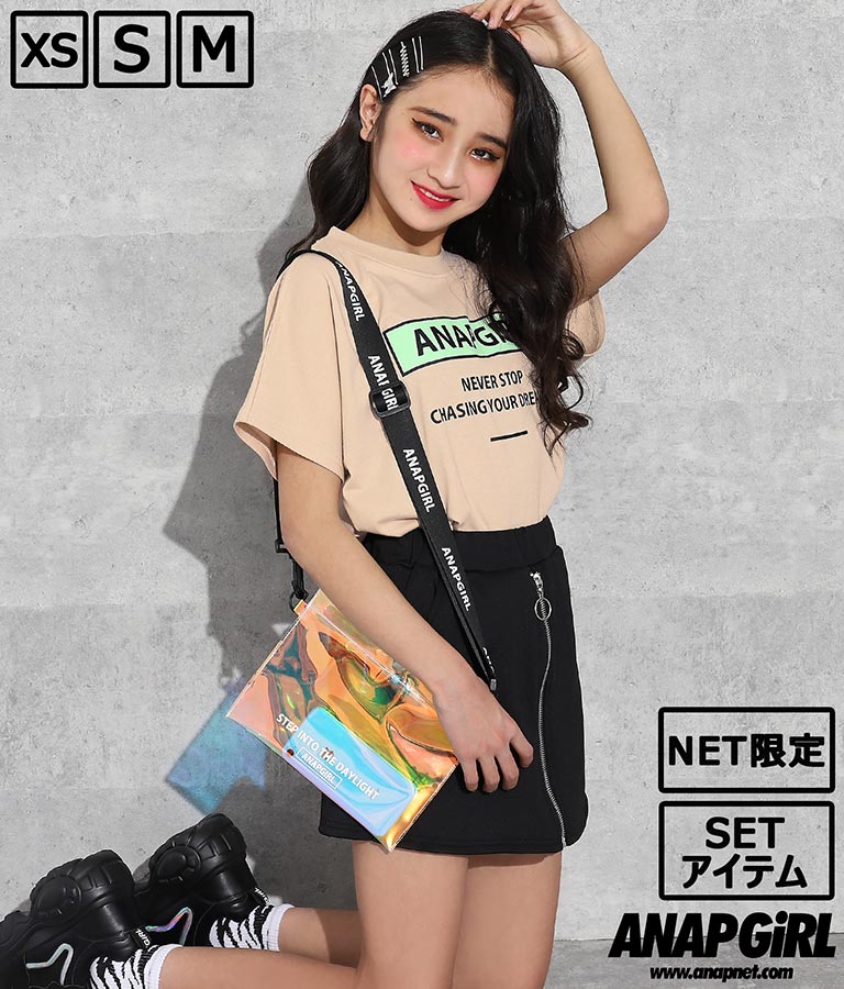 スカパンコーデ3点セット トップス Tシャツ ショートパンツ クリアバッグ ショルダーポシェット Anap Girl レディースファッション通販anapオンライン