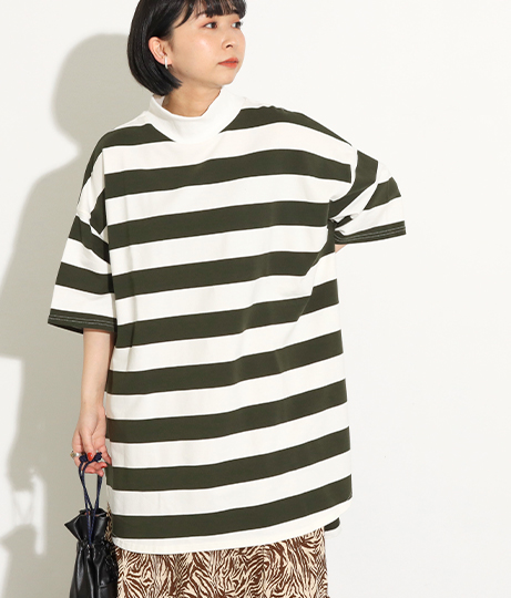 太ボーダーハイネックビッグtシャツトップス トップス Tシャツ Factor レディースファッション通販anapオンライン