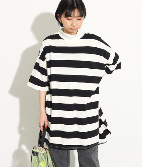 太ボーダーハイネックビッグtシャツトップス トップス Tシャツ Factor レディースファッション通販anapオンライン
