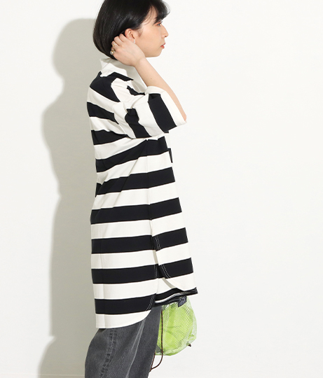 太ボーダーハイネックビッグtシャツトップス トップス Tシャツ Factor レディースファッション通販anapオンライン