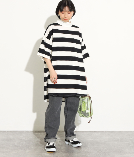 太ボーダーハイネックビッグtシャツトップス トップス Tシャツ Factor レディースファッション通販anapオンライン