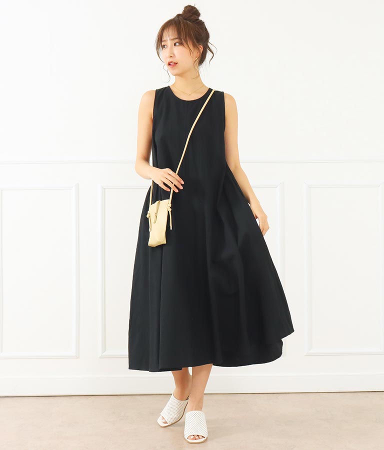 麻風aラインフレアワンピース ワンピース ドレス ロングワンピ Chille レディースファッション通販anapオンライン