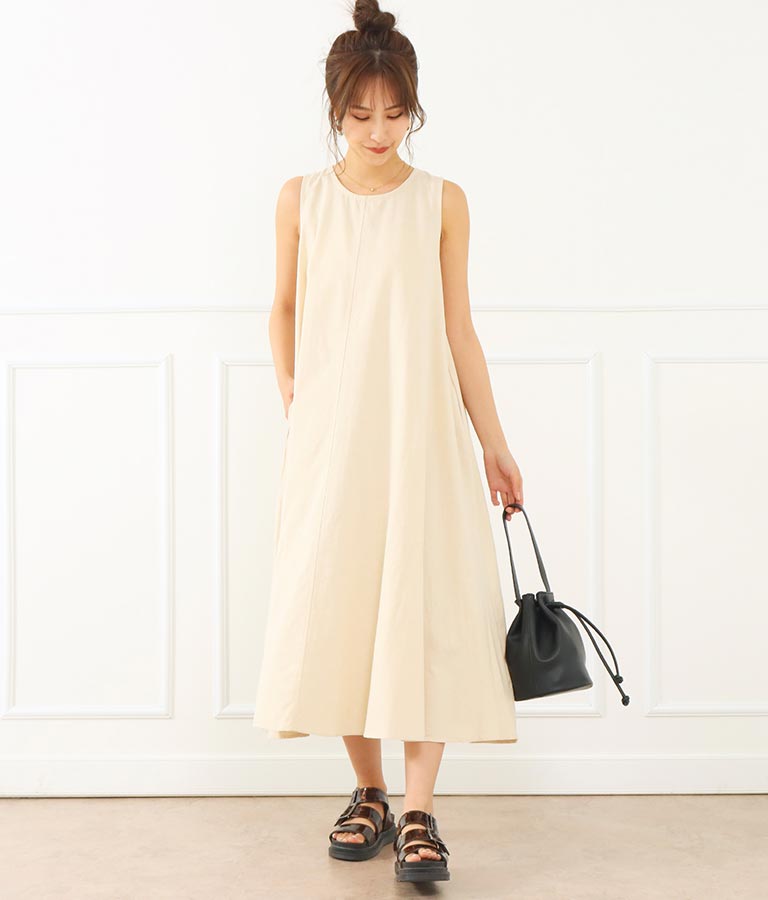 麻風aラインフレアワンピース ワンピース ドレス ロングワンピ Chille レディースファッション通販anapオンライン