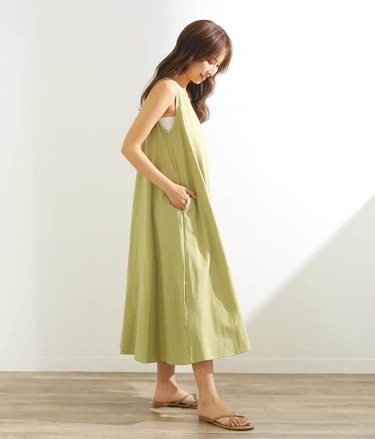 麻風aラインフレアワンピース ワンピース ドレス ロングワンピ Chille レディースファッション通販anapオンライン