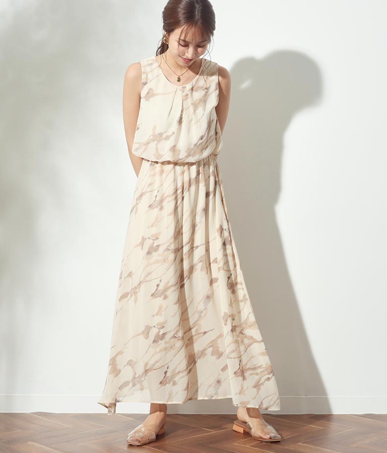 ペイントプリント楊柳ワンピース ワンピース ドレス ロングワンピ Chille レディースファッション通販anapオンライン