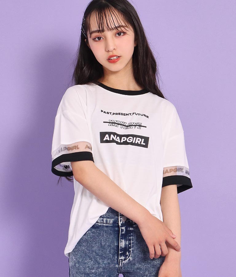 制菌袖チュール切替トップス トップス Tシャツ Anap Girl レディースファッション通販anapオンライン