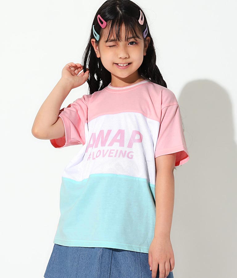 シャーベットカラーメッシュ切替ビッグTシャツ(トップス/Tシャツ) | ANAP KIDS