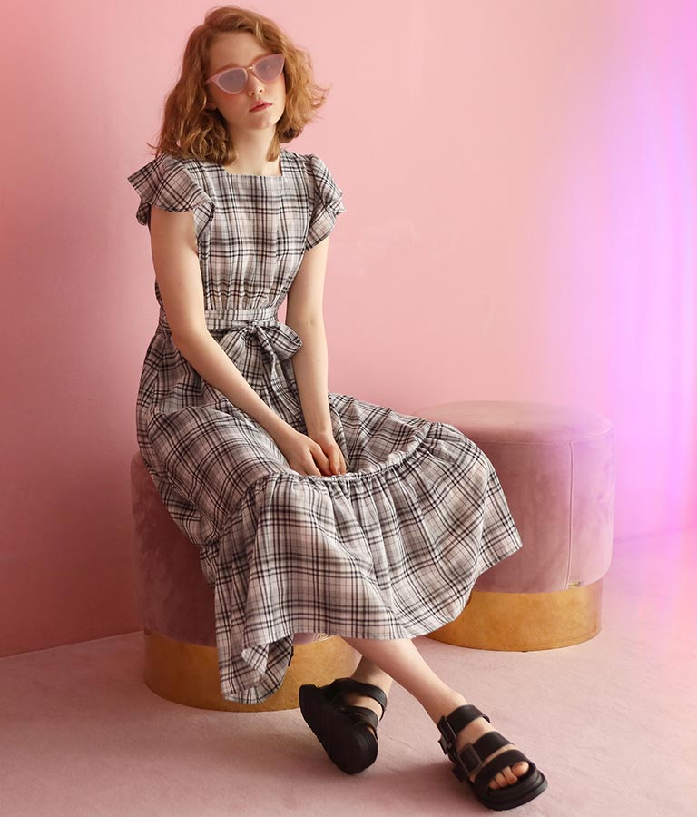 マカロンチェックティアードワンピース ワンピース ドレス ロングワンピ ミディアムワンピ Chille レディースファッション通販anapオンライン