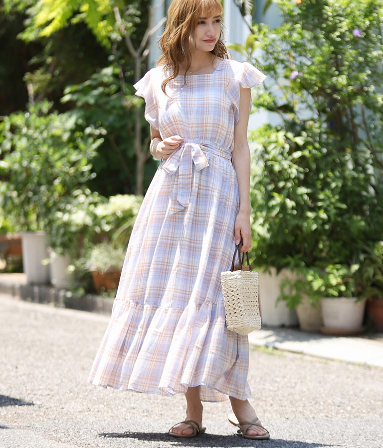 マカロンチェックティアードワンピース ワンピース ドレス ロングワンピ ミディアムワンピ Chille レディースファッション通販anapオンライン