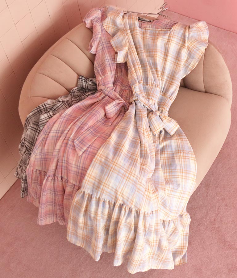 マカロンチェックティアードワンピース ワンピース ドレス ロングワンピ ミディアムワンピ Chille レディースファッション通販anapオンライン