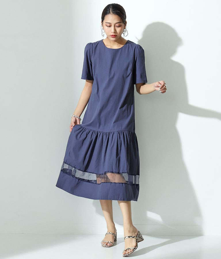 シアーラインポイントワンピース ワンピース ドレス ロングワンピ Alluge レディースファッション通販anapオンライン