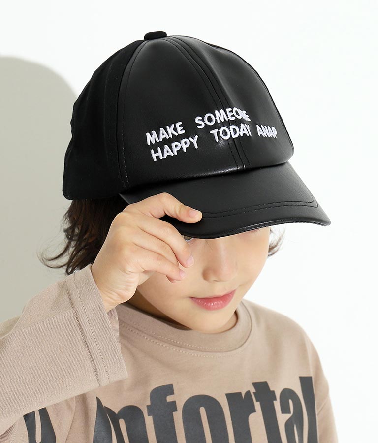 レザー×ツイル切替刺繍ロゴキャップ(ファッション雑貨/ハット・キャップ・ニット帽 ・キャスケット・ベレー帽) | ANAP KIDS