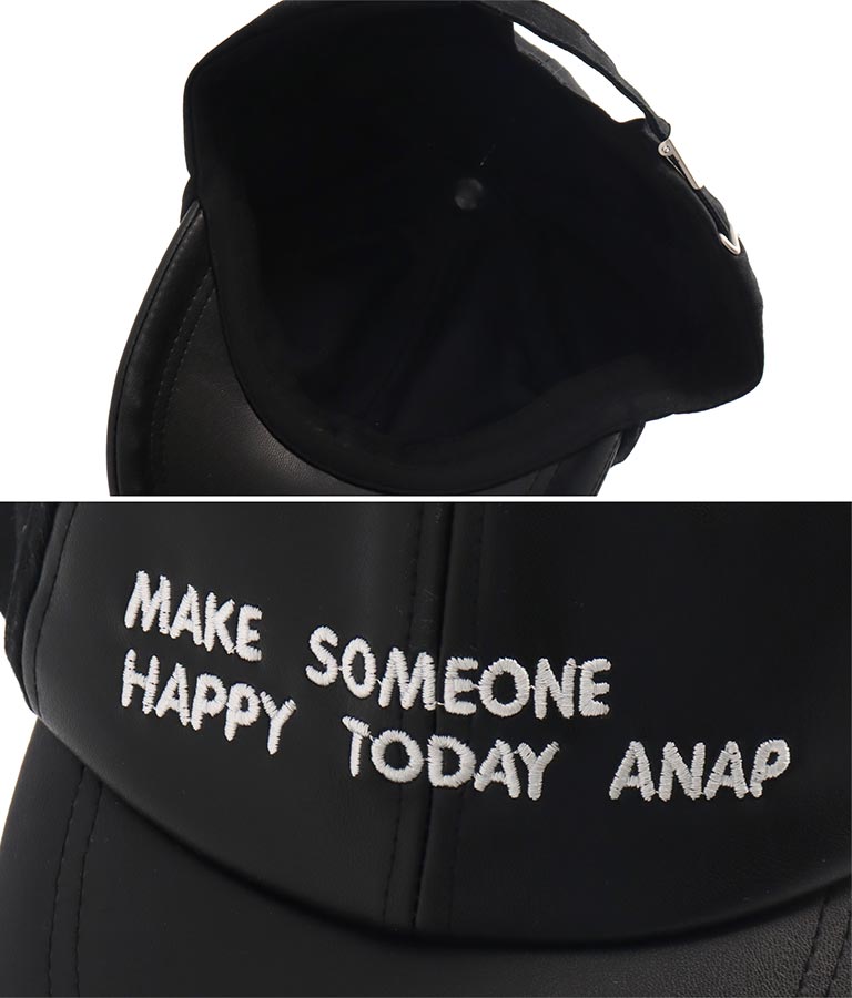 レザー×ツイル切替刺繍ロゴキャップ(ファッション雑貨/ハット・キャップ・ニット帽 ・キャスケット・ベレー帽) | ANAP KIDS