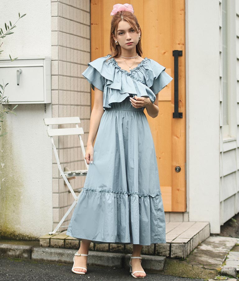 クロスフリルワンピース ワンピース ドレス ロングワンピ Chille レディースファッション通販anapオンライン
