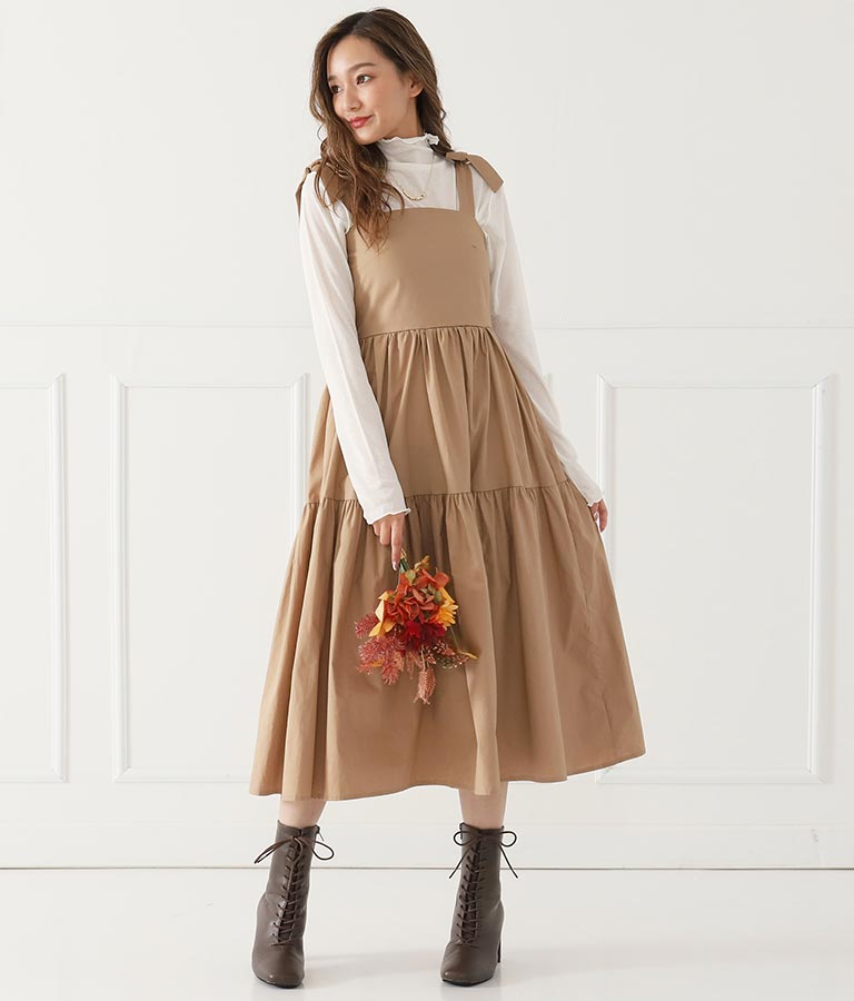 肩リボンティアードワンピース ワンピース ドレス ロングワンピ Chille レディースファッション通販anapオンライン