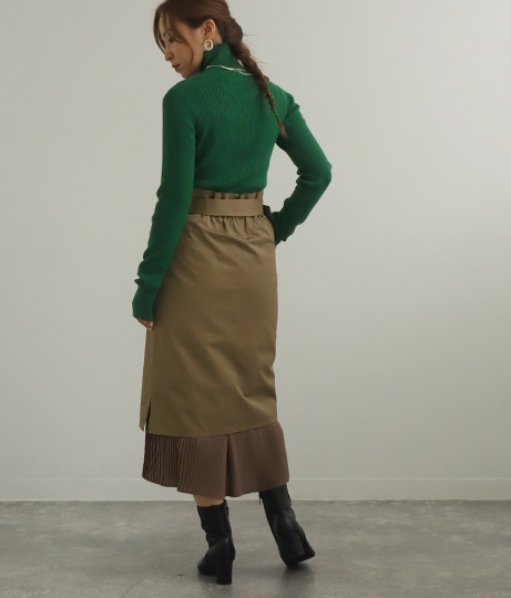 【低身長向けサイズ】2wayプリーツ巻きスカート(ボトムス・パンツ /ミモレ丈スカート・スカート) | AULI