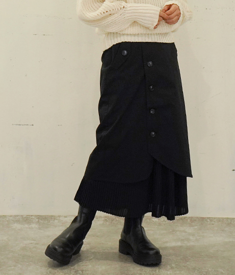 【低身長向けサイズ】2wayプリーツ巻きスカート(ボトムス・パンツ /ミモレ丈スカート・スカート) | AULI