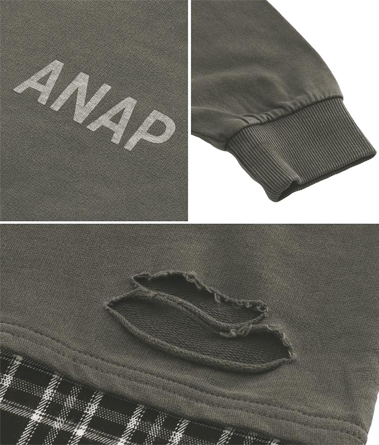 チェックシャツレイヤード風トレーナー(トップス/スウェット・トレーナー) | ANAP KIDS