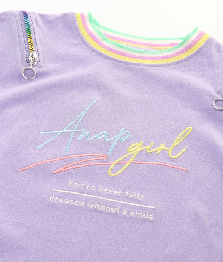 レインボー肩ジップ刺繍トップス(トップス/Tシャツ) | ANAP GiRL