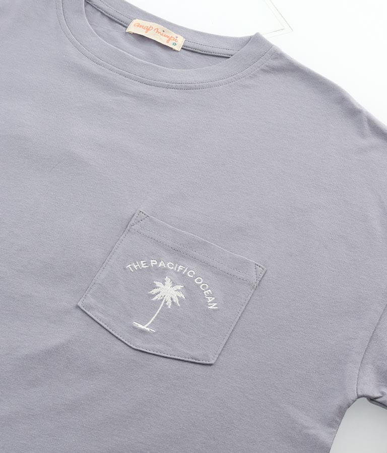 USAコットンパームツリー英字刺繍Tシャツ(トップス/Tシャツ) | anap mimpi