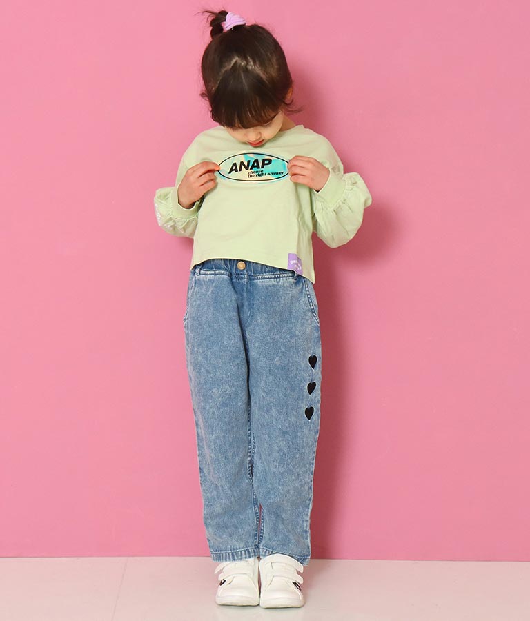 ホログラムワッペン付ショート丈ロングTシャツ(トップス/Tシャツ) | ANAP KIDS