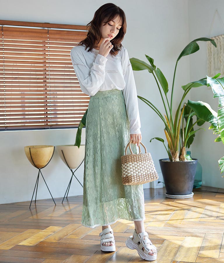 裾配色レースマーメイドスカート(ボトムス・パンツ /スカート) | CHILLE