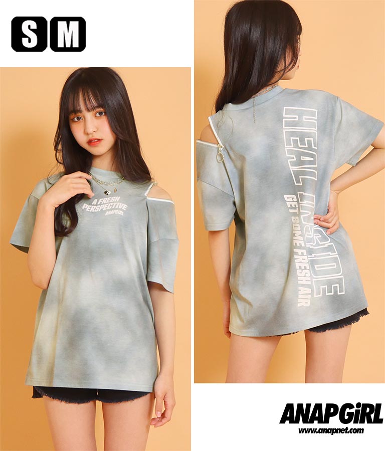 肩ジップタイダイオーバーTシャツ(トップス/Tシャツ) | ANAP GiRL
