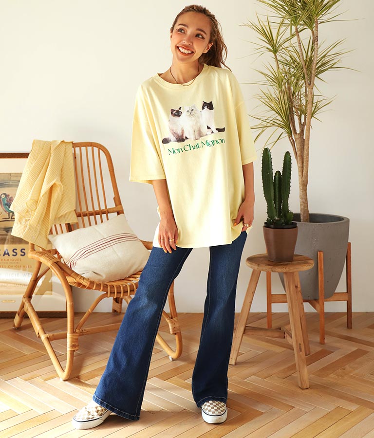 ピグメント加工CATSTシャツ(トップス/Tシャツ) | anap mimpi