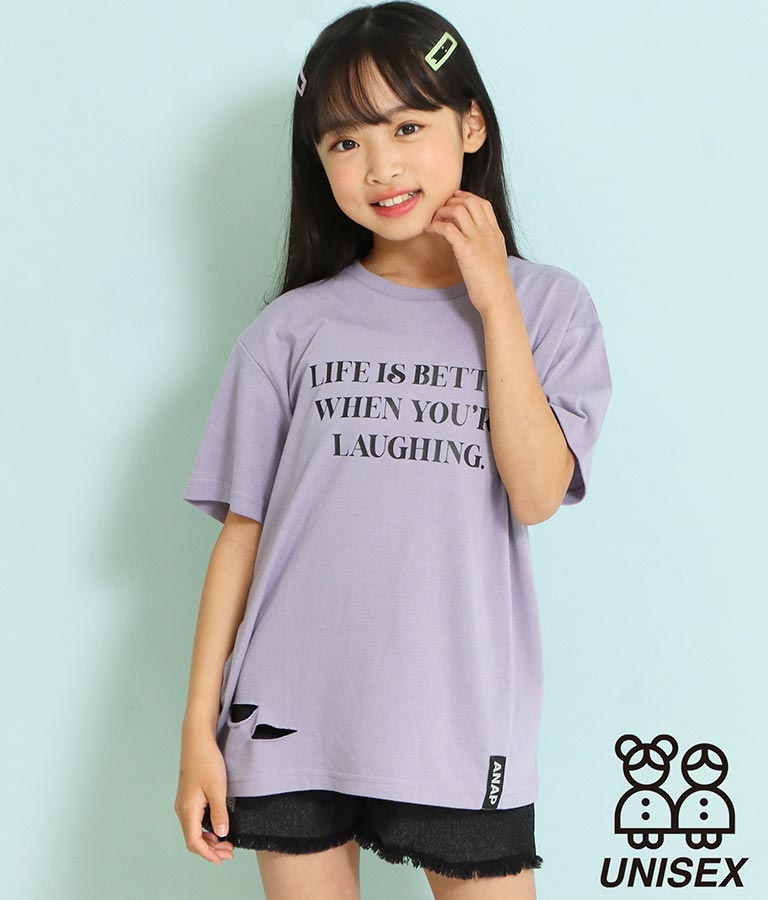 裾ダメージビッグTシャツ(トップス/Tシャツ) | ANAP KIDS | レディース 