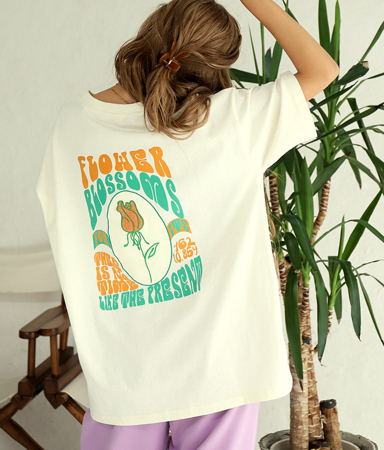 バックレトロプリント×サガラ刺繍Tシャツ(トップス/Tシャツ・チュニック) | anap mimpi