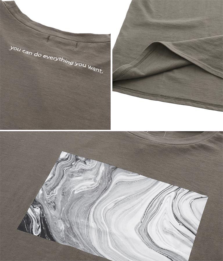 転写マーブルプリントバック刺繍Tシャツ(トップス/Tシャツ) | ANAP