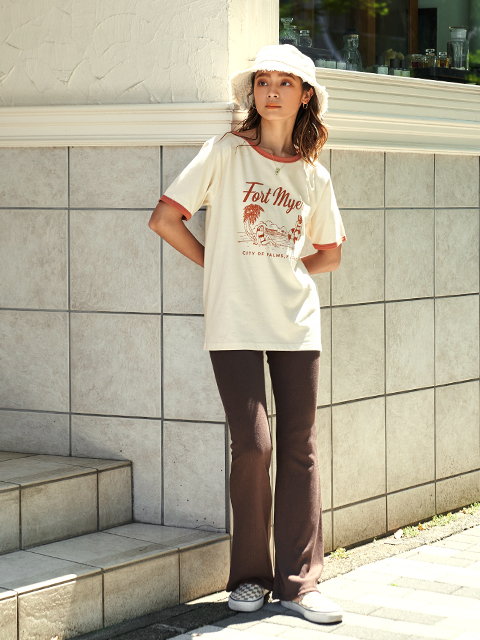 レトロビーチプリントリンガーtシャツコーディネート コーディネート レディースファッション通販anapオンライン