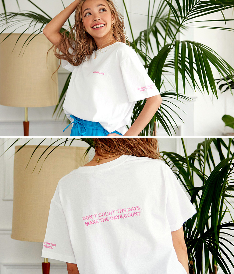 カラーメッセージ刺繍Tシャツ