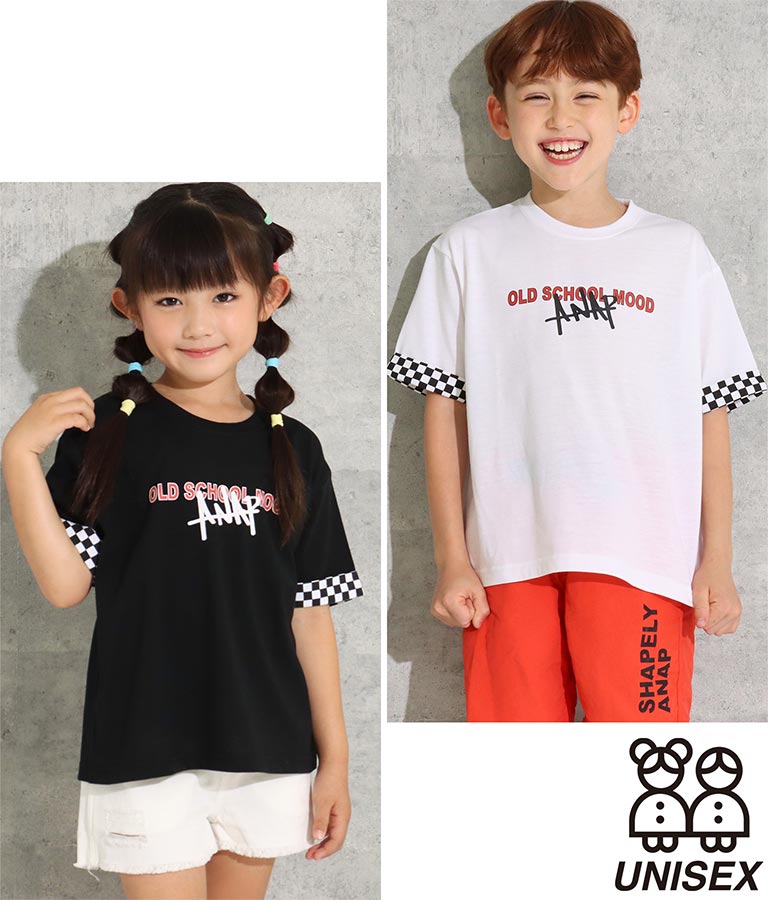 袖チェッカープリントTシャツ(トップス/Tシャツ) | ANAP KIDS