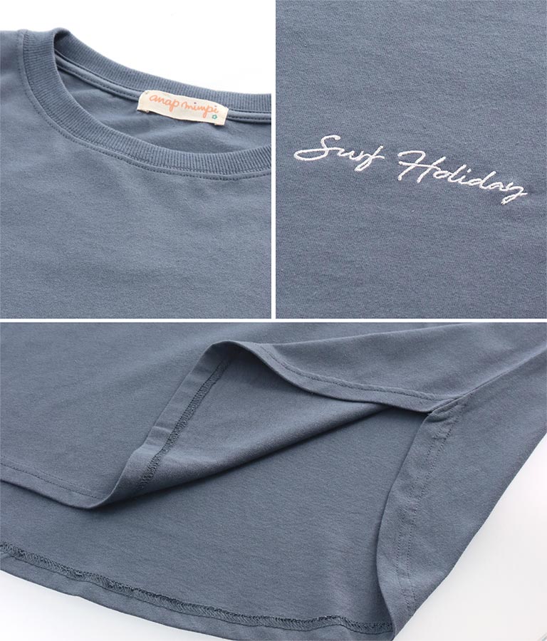 パームツリーレトロ刺繍ラウンドヘムロングTシャツ(トップス/Tシャツ) | anap mimpi