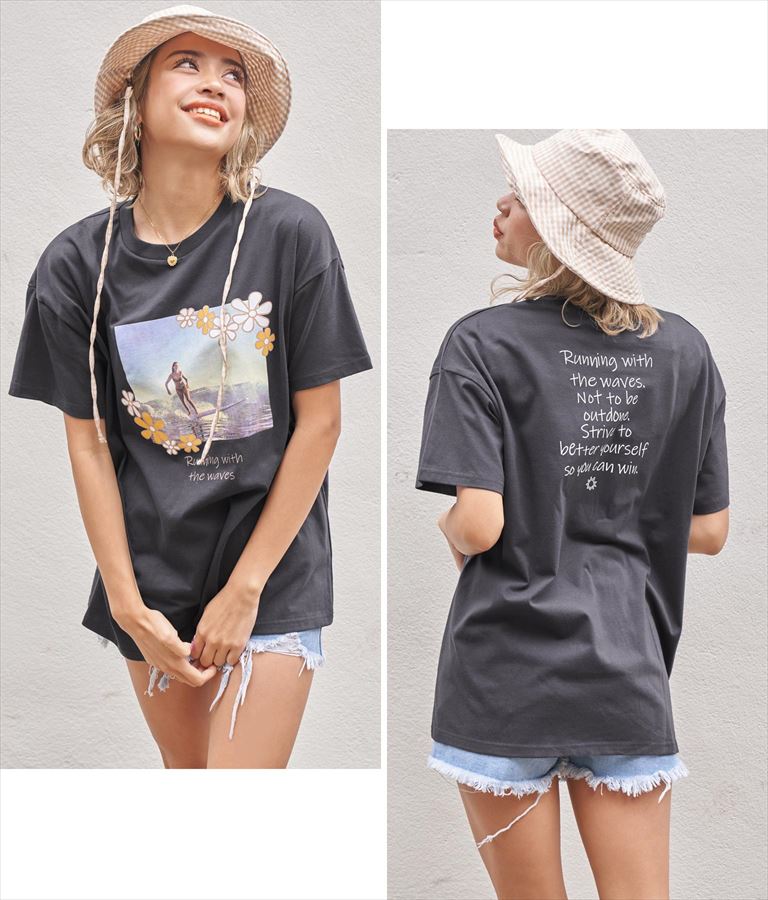 SURFGIRL転写プリントフラワーアートTシャツ(トップス/Tシャツ) | anap