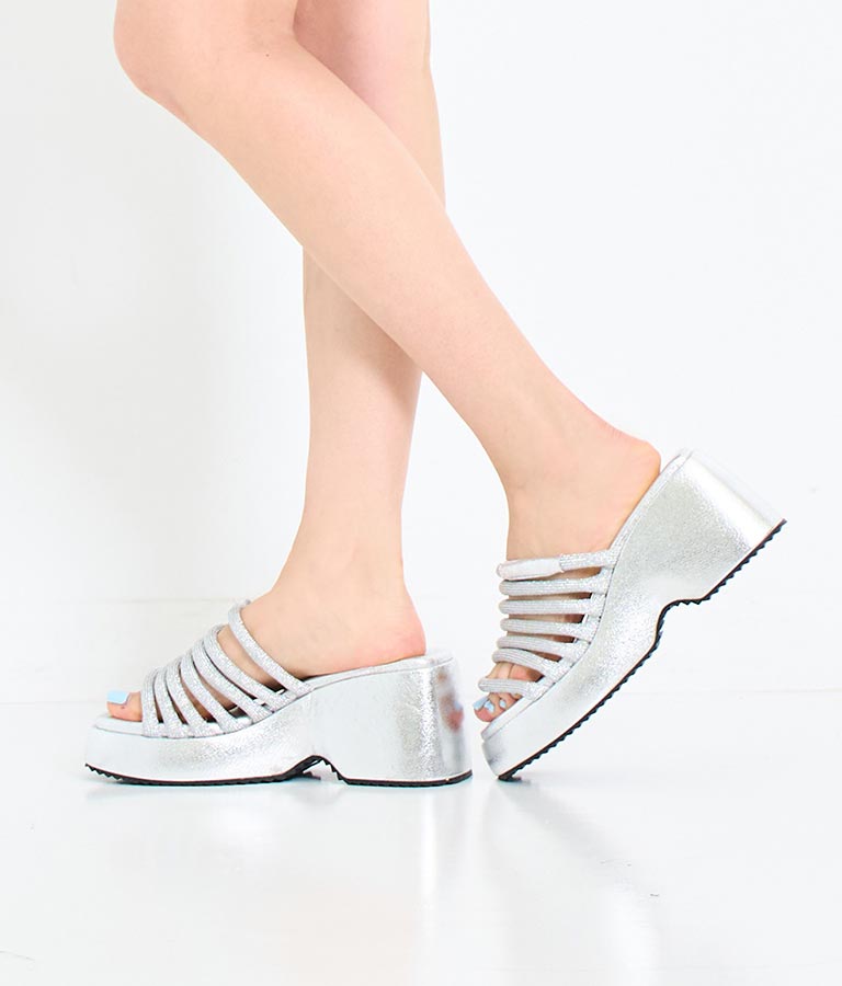 ANAP アナップ レディース ladies 厚底 メタリック ロープ サンダル サンダル シルバー系 L